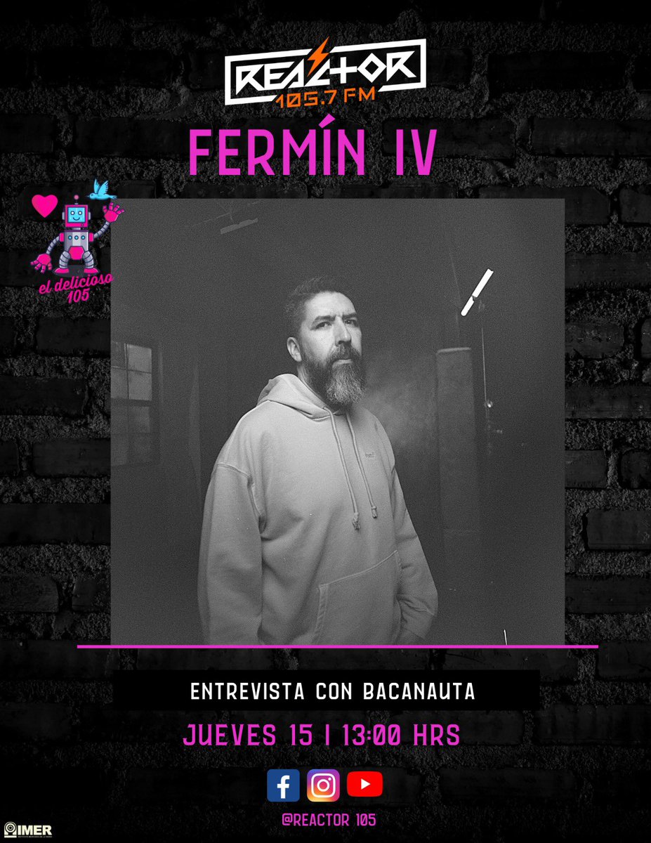 Reactor105's tweet photo. #LiberaLaReacción que los anima a escuchar #ElDelicioso105 ya que en instantes @bacanauta recibirá en cabina a #FerminIV
Escúchenlos porque va a estar buenísima la plática que tendrán de 13 a 14 horas 🎙️🙂 https://t.co/deeXMNno76
