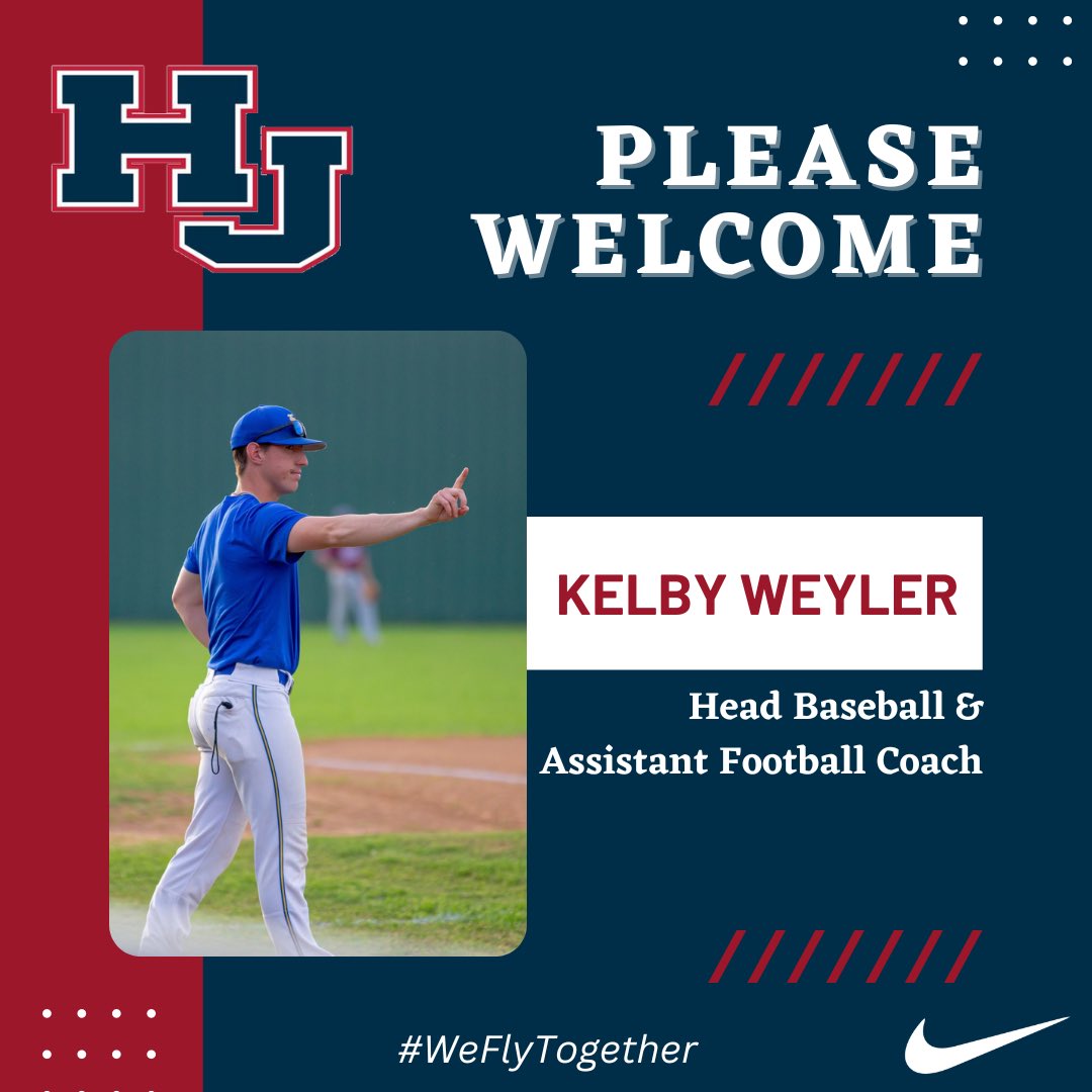 Please Welcome Coach Kelby Weyler to Hardin-Jefferson ISD!

Coach Weyler will be our new Head Baseball Coach and assist with Football. He comes to us from Evadale where he also served as Head Baseball Coach, as well as assisted with Football and Basketball.

#WeFlyTogether🦅