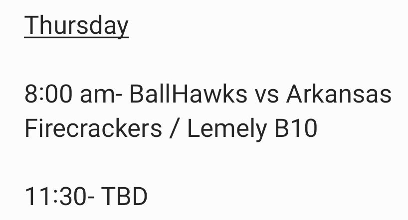 We will be at the MS Bombers Showcase this weekend. Tomorrows game play below. All games live streamed on GameChanger. 
💜🥎#WeFlyTogether