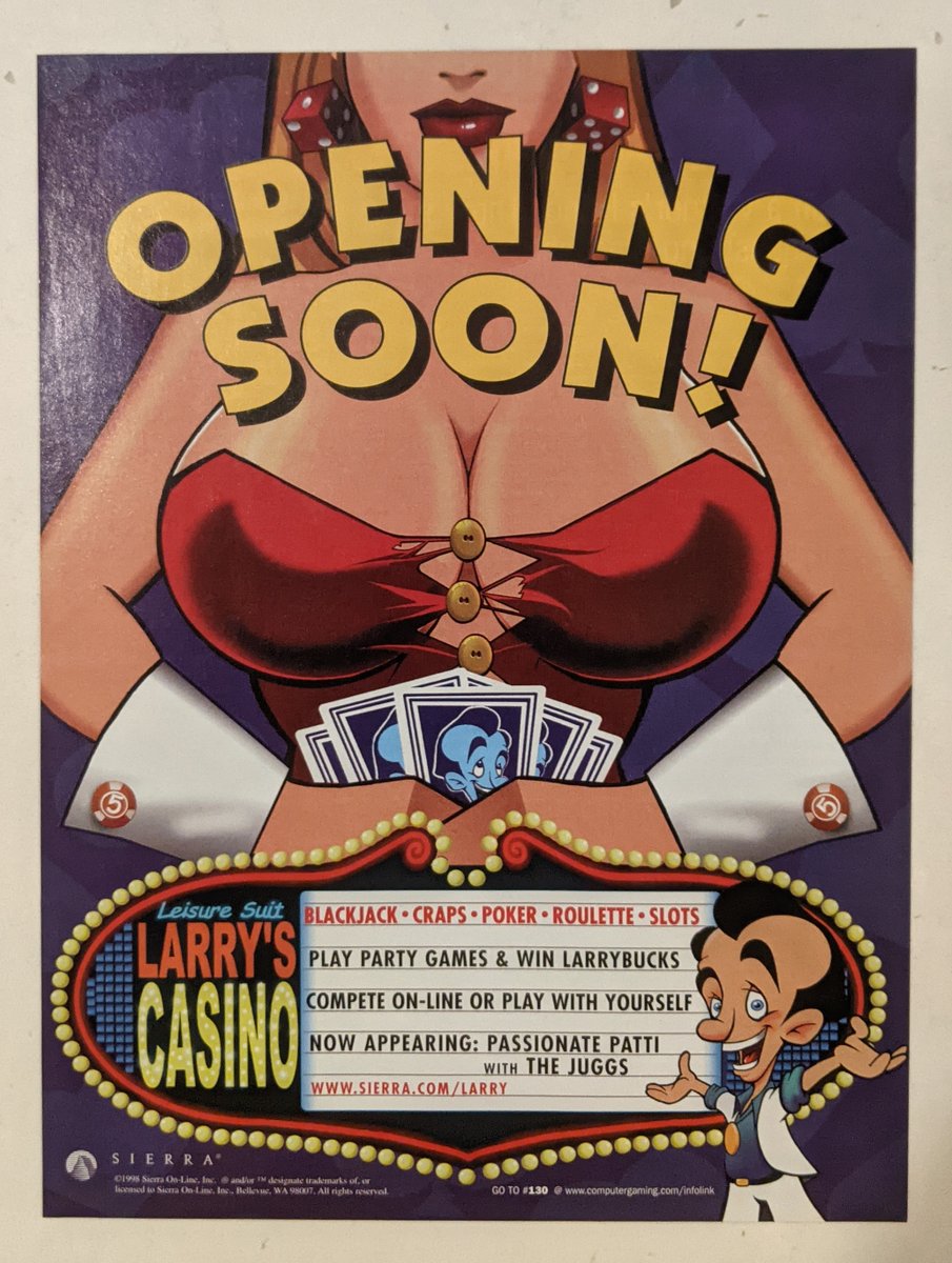 🗞

Ad Poster

Leisure Suit Larry's Casino (1998)

#Poster #LeisureSuitLarry #Casino #SierraOnLine #SierraGames #Sierra #AdventureGame #PointAndClick #RetroGaming #RetroGames #RetroGamer #Nerd #Geek #PcGaming #PcGames #DOSGaming #Gaming #VideoGames #Games #Collector #90s