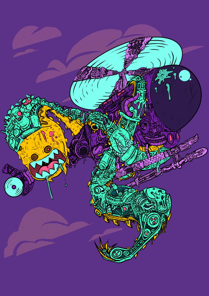 Snake looking thing vs helicopter #hogobrogh #art