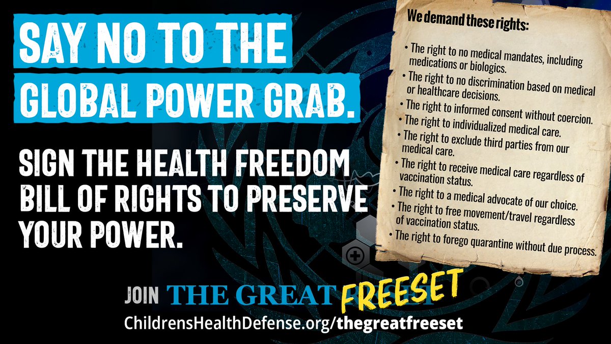 ChildrensHD's tweet photo. ADD YOUR NAME: Sign the Health Freedom Bill of Rights to show you will NOT COMPLY with the WHO’s consolidation of power at the hands of global unelected leaders!

⬇️
https://t.co/IvNcvFz6uX

#ExitTheWHO #TheGreatFreeset https://t.co/gykIboiQdp