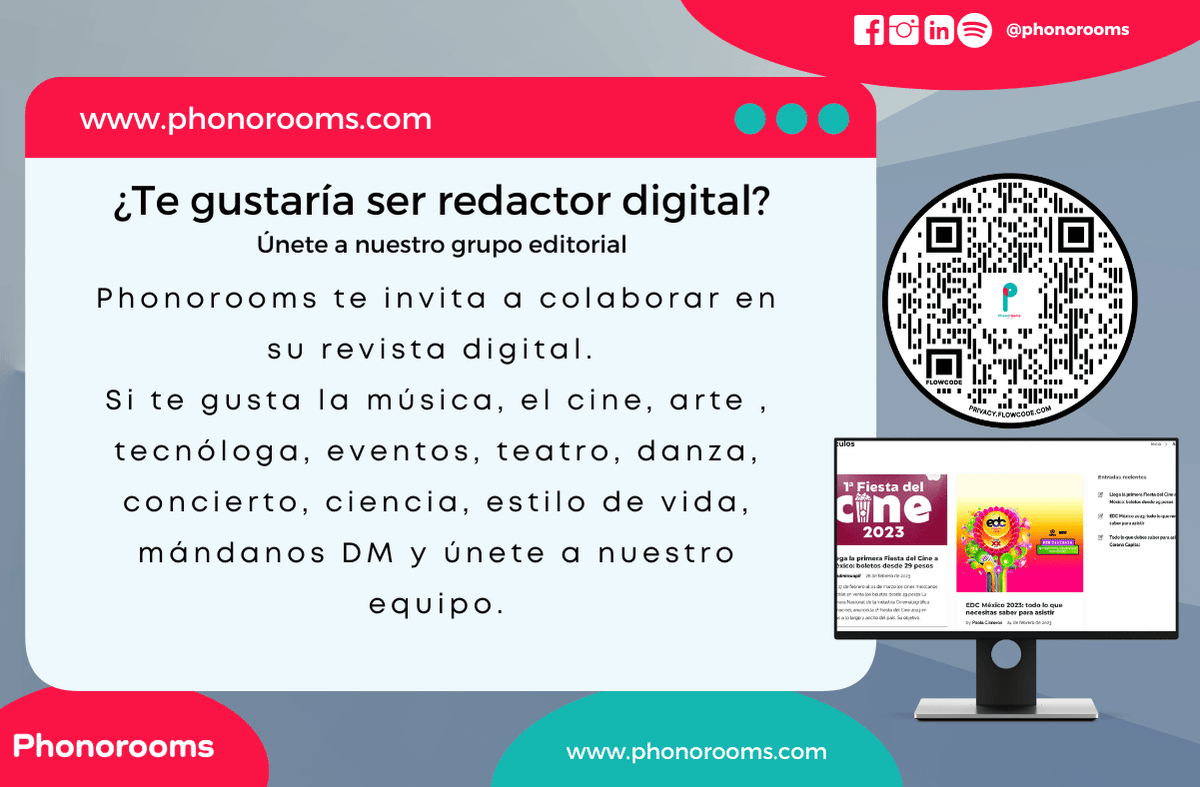 Phonorooms's tweet photo. ¿Te gustaría empezar a escribir? Únete a nuestro team y llévate un curso completo de "Investigación, redacción y corrección de estilo" 
#escritores #phonorooms #revistadigital https://t.co/6NnE5TxOe6