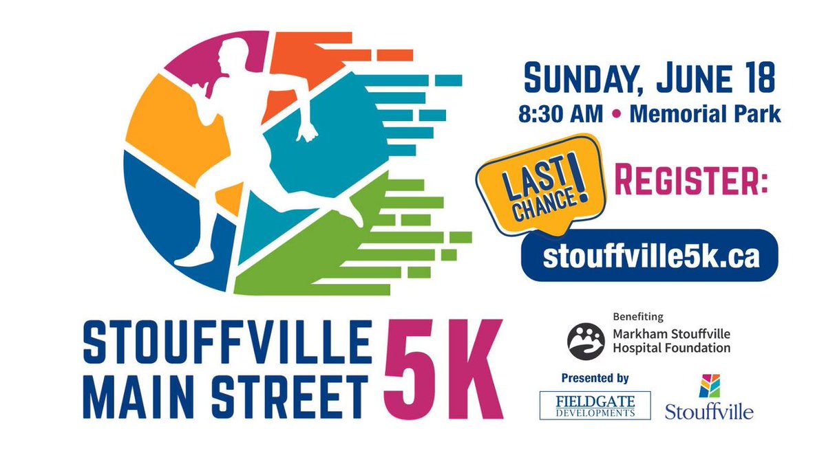 📢 UPDATE! Due to overwhelming demand, we are accepting 45 ADDITIONAL participants for Sunday's first ever 5k on Stouffville’s beautiful Main Street.
🏃‍♀️ Register to run or walk with our community in support of the Markham Stouffville Hospital Foundation at stouffville5k.ca