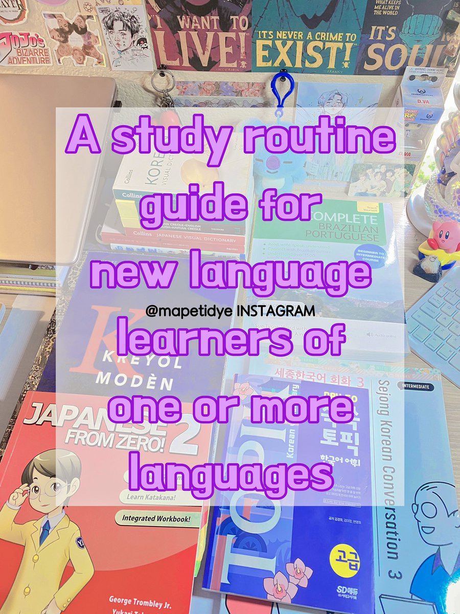 mapetidye's tweet image. A study routine + key items (physical and non physical) needed when starting a new language, a kinda long thread 🧵📚 :) #langtwt #studytwt