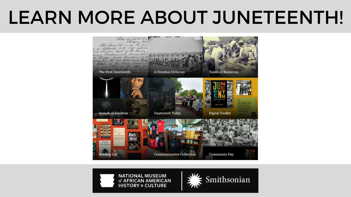 learnwithSAP's tweet image. With nine different areas to explore, these resources from @nmaahc will help you celebrate Juneteenth all month long. Find them here: s.si.edu/3MGbkgf