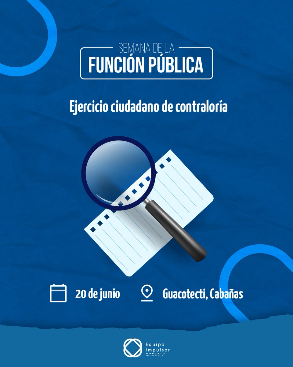 En el marco de la semana de la función pública se llevará un ejercicio de contraloría en el municipio de Guacotecti, Cabañas.🇸🇻 Este ejercicio permitirá poner en practica mecanismos para obtener y acceder a información pública por parte de los ciudadanos.🏦ℹ️