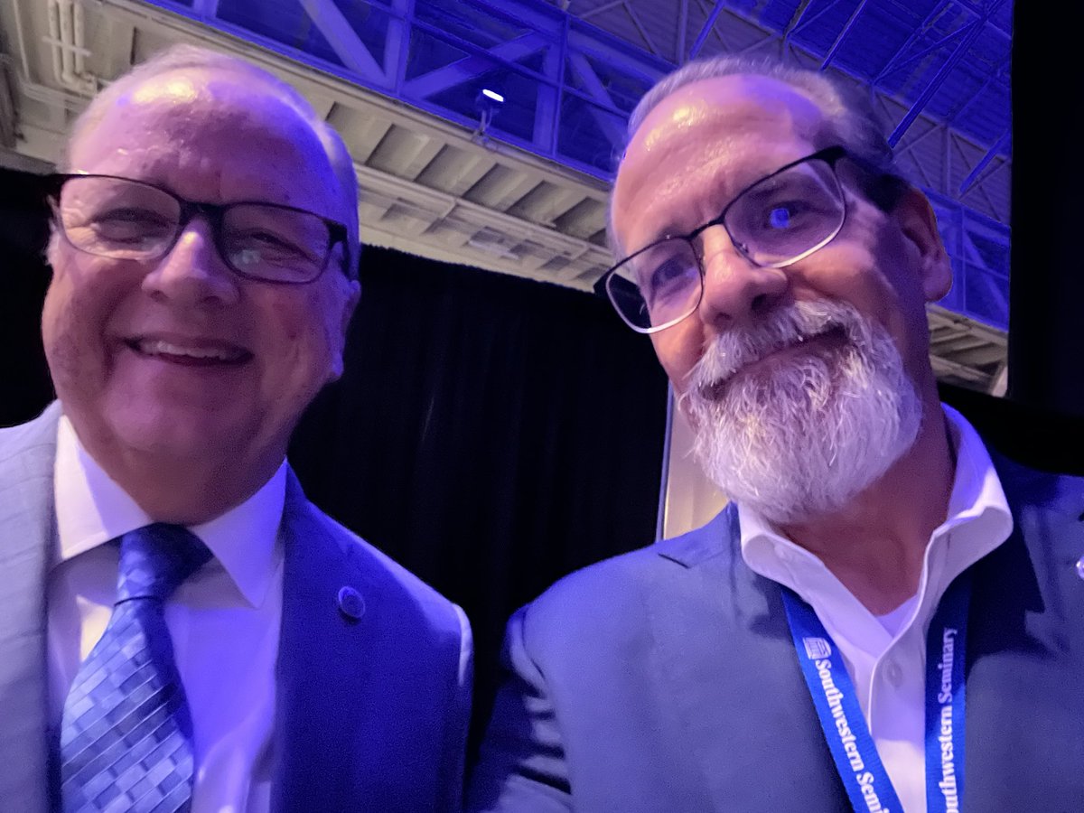 JamesASmithSr's tweet photo. I had the honor of accompanying @davidsdockery for his first report to the SBC as president of @SWBTS and Danny Roberts for his last responsibility as chairman of the seminary’s board of trustees. It was a historic moment for the seminary and the SBC. #SBC2023 https://t.co/ox7WX0Gfrn