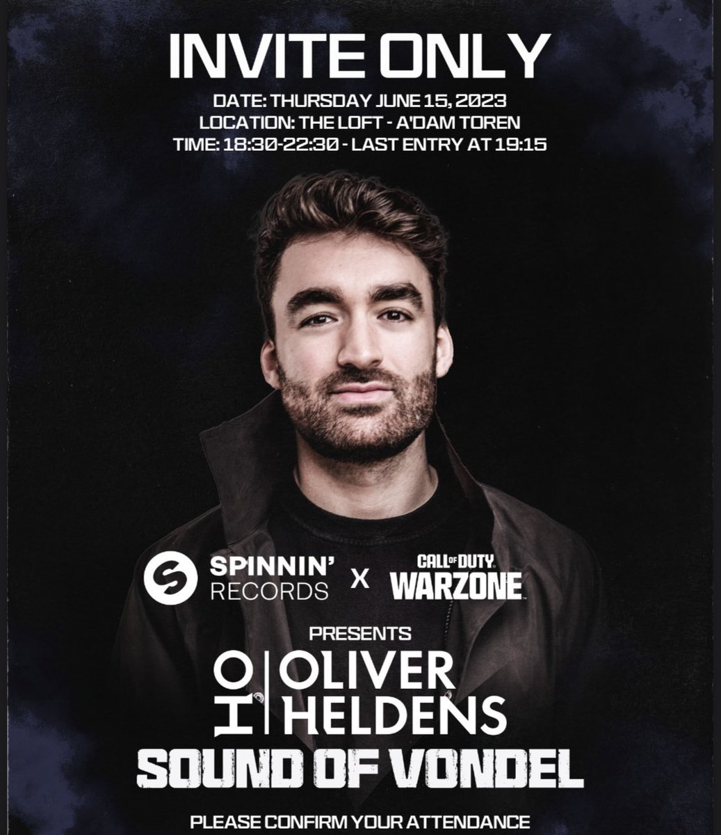 Tomorrow 😎 dope there’s finally another COD event in the Benelux!!  thnx <a href="/SpinninRecords/">Spinnin' Records</a> for the invite🙌