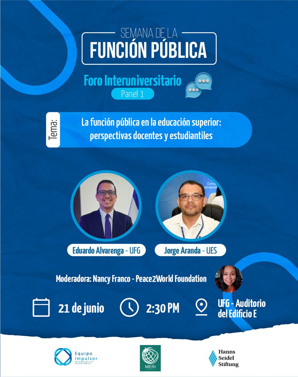 EquipoImpulsor's tweet photo. #SemanaFunciónPública | Te invitamos a formar parte de este Foro Interuniversitario🎓📚 en los que estaremos conversando con estudiantes y docentes de algunas universidades del país sobre función pública.🏦

Inscripciones aquí: https://t.co/Odtl9e1m90 https://t.co/L8l0pQTcyJ