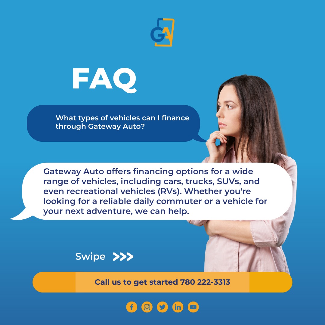 gatewayautoedm's tweet image. Curious about auto financing? We've got you covered!   

We're committed to providing you with clear answers and exceptional service.

Click here to get started: bit.ly/3oqck1K 

#GatewayAuto #AutoFinancing #FAQs #CarLoans #TradeIn #BadCreditFinancing #VehicleFinance