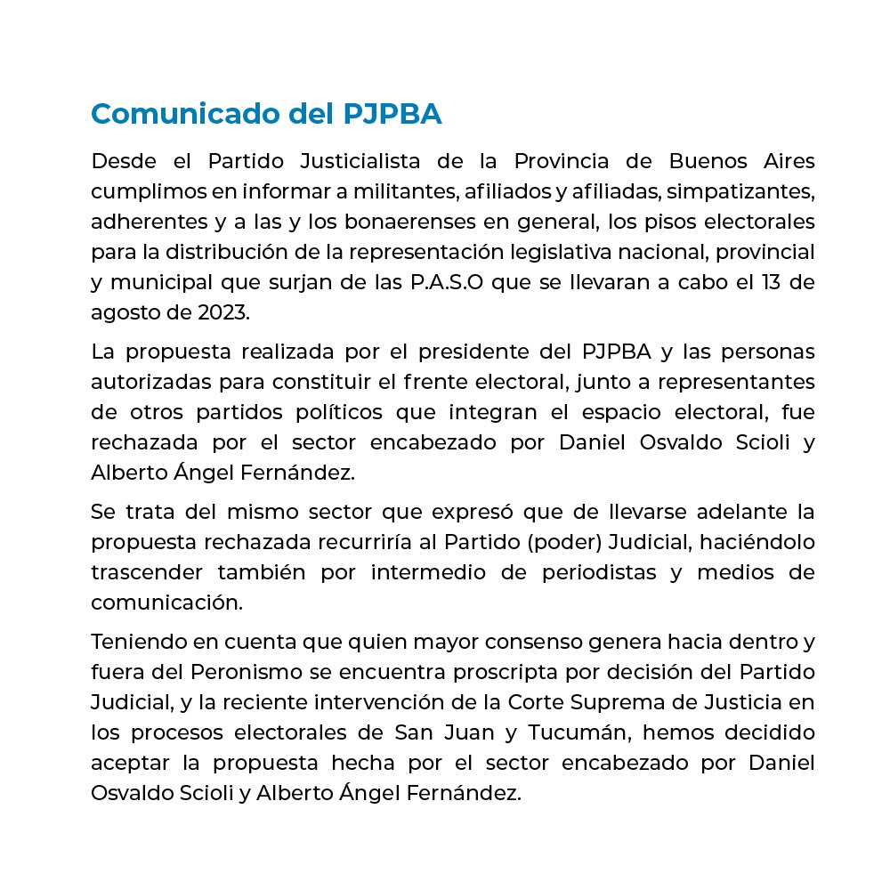 BonaerensePJ's tweet photo. • Comunicado del Partido Justicialista de la PBA. https://t.co/UfbmTKWv7s