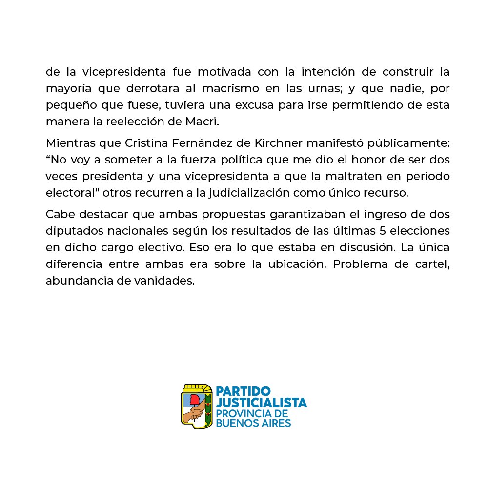 • Comunicado del Partido Justicialista de la PBA.