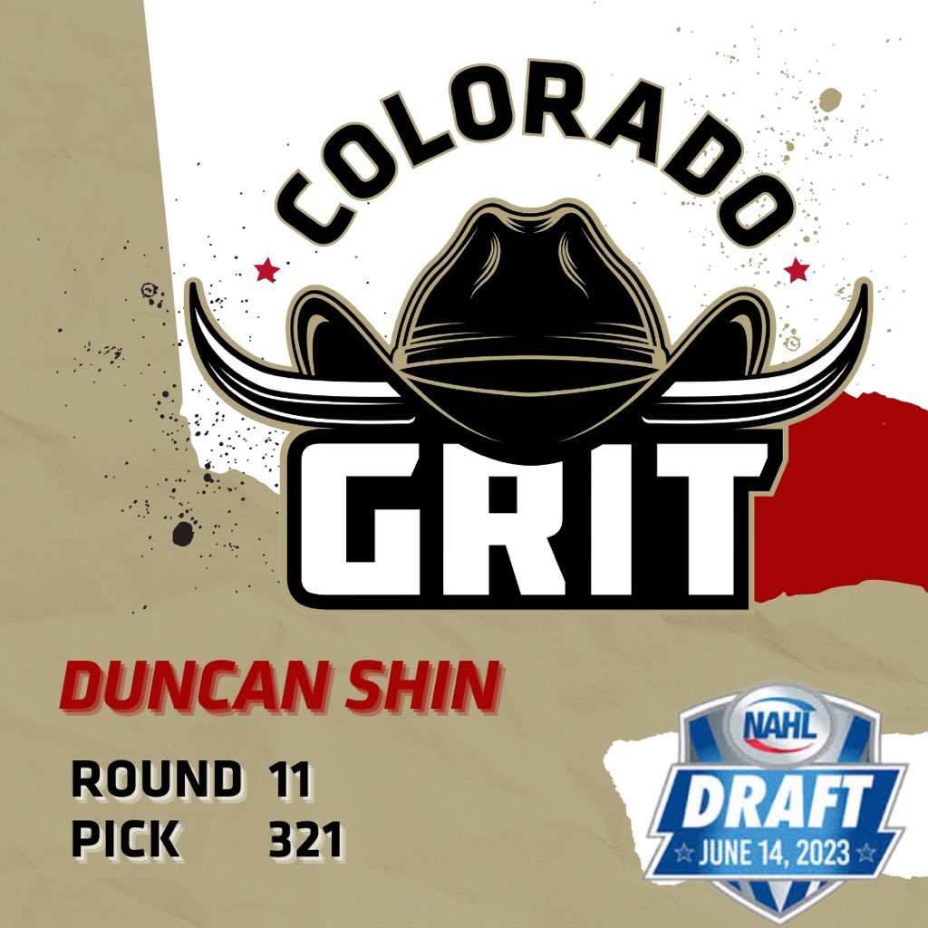 ROUND 11 - WELCOME TO COLORADO DUNCAN SHIN! 🤝🏼

#nahl #hockey #juniorhockey #hockeyseason #colorado #coloradohockey #coloradogrit #grit #greeley #greeleycolorado #showyourgrit #gogrit #getgritty #cogrit #draftpick #round11