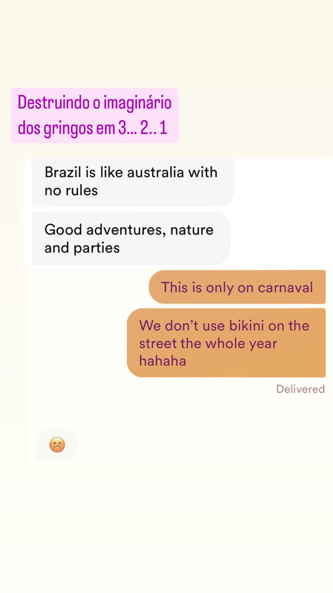 Quem mais tem que explicar que Brasil não é carnaval o ano todo, que a gente também trabalha…. Toma café da manhã, não dorme com glitter no corpo toda dia… Imagina quando explicar que a gente tem que declarar imposto de renda! Nunca mais voltam 😂😂😂😂