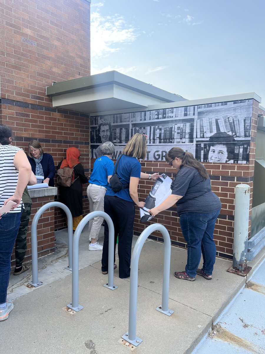 KellyUI's tweet photo. Watch it Grow!! Another 150th wheat pasting thanks to the Coralville Library staff!! https://t.co/Mm6QbO9sD8