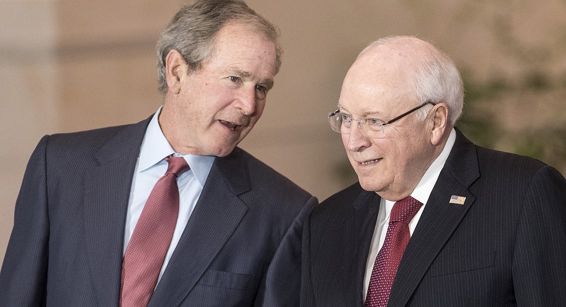 Retweet if you believe that George W. Bush and Dick Cheney should be prosecuted for murdering one million innocent Iraqi civilians.