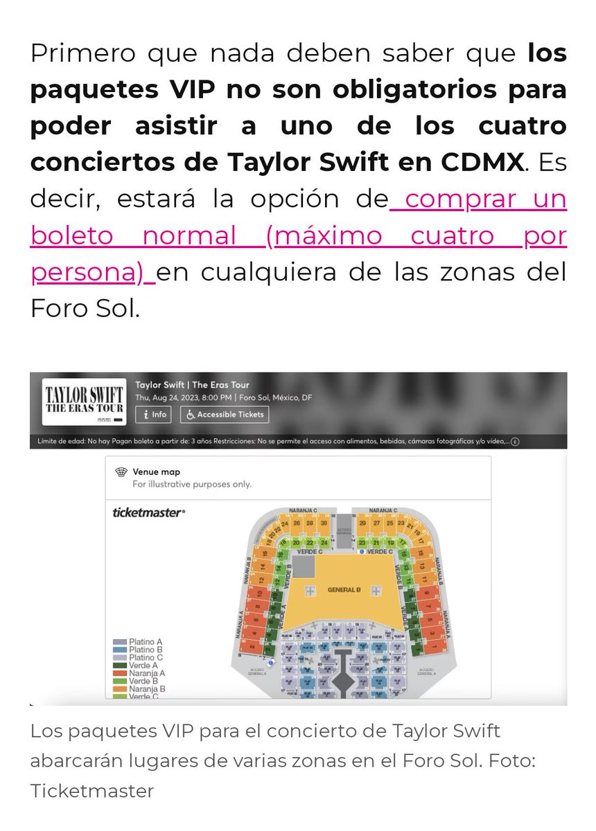 MarBeauregard's tweet photo. "... los paquetes no son obligatorios [...] estará la opción de comprar un boleto normal" 
Sí ajá 🙄 entré en los primeros minutos de la venta y ya no había NADA sin paquete VIP @Ticketmaster_Me @taylornation13 neta es un abuso 😡😮‍💨 https://t.co/l0IOEB4nSk