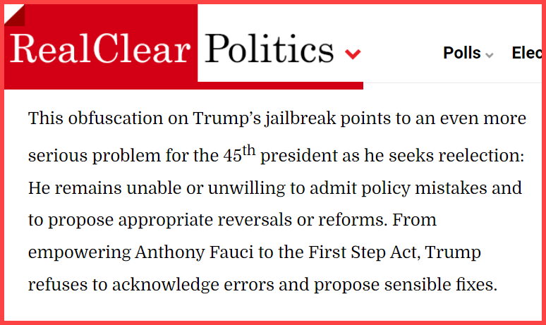 CortesSteve's tweet photo. Every politician has missteps - but great leaders acknowledge mistakes and propose sensible fixes

For Trump - Fauci &amp;  the First Step Act are two of the most serious errors - he's still unwilling to recognize the truth on lockdowns and on jail breaks

https://t.co/Ypi37c5cV0 https://t.co/0EL8nnr4Ji