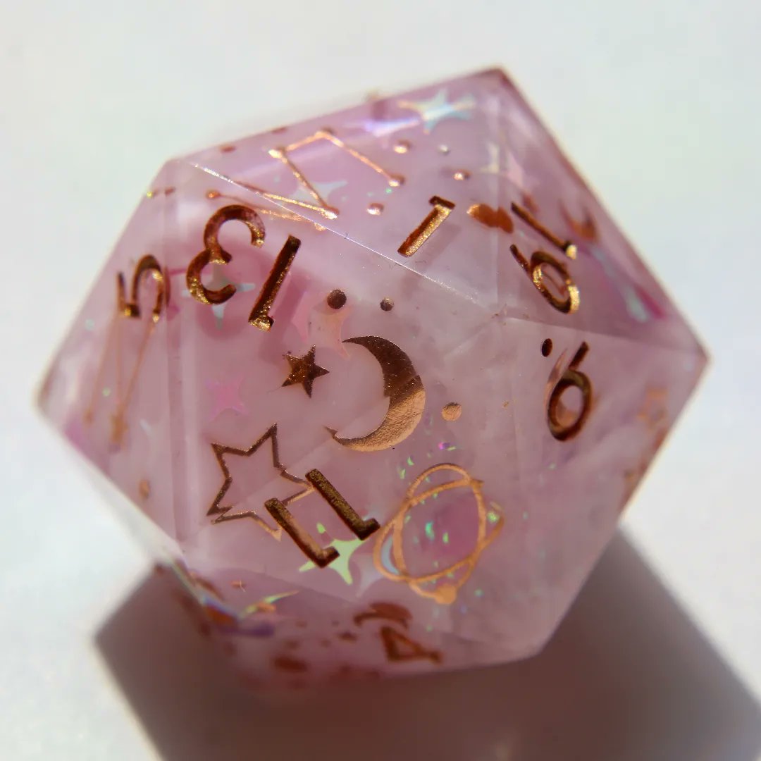 Hello, that's me, the one that always forget to post on this app 👀
Here's a chonk that I made (and that's available too, shh) ✨
#handmadedice #dicemaker #pink #stars #dnd5e #dnd #rpg #d20 #dice #artisandice