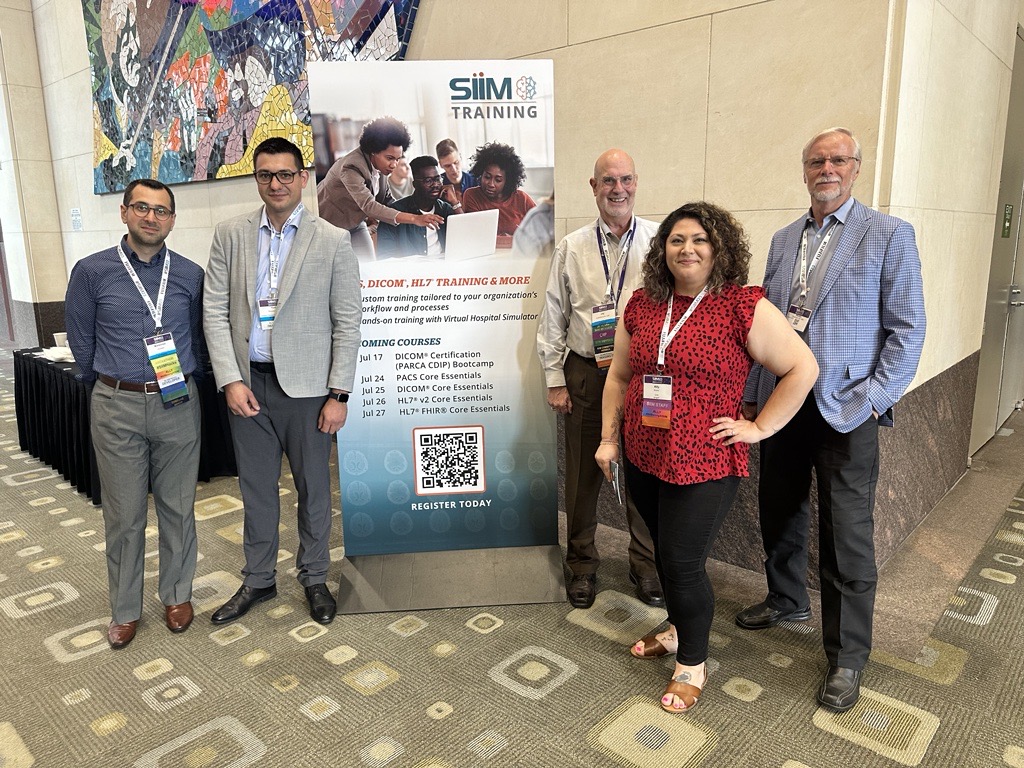 SIIM (@siim_tweets) on Twitter photo <a href="/mohannadhussain/">Mohannad Hussain</a>, Yuri Nikolski, Jay Crawford, and Herman Oosterwijk meeting with Ally Brown, Director of #SIIMTraining at #SIIM23. Swing by our table to chat about our training courses in #PACS, #DICOM® & #HL7® standards, plus custom training options for organizations. 💪🏼👨🏻🎓👩🏽🎓 <a href="/mohannadhussain/">Mohannad Hussain</a>, Yuri Nikolski, Jay Crawford, and Herman Oosterwijk meeting with Ally Brown, Director of #SIIMTraining at #SIIM23. Swing by our table to chat about our training courses in #PACS, #DICOM® & #HL7® standards, plus custom training options for organizations. 💪🏼👨🏻🎓👩🏽🎓