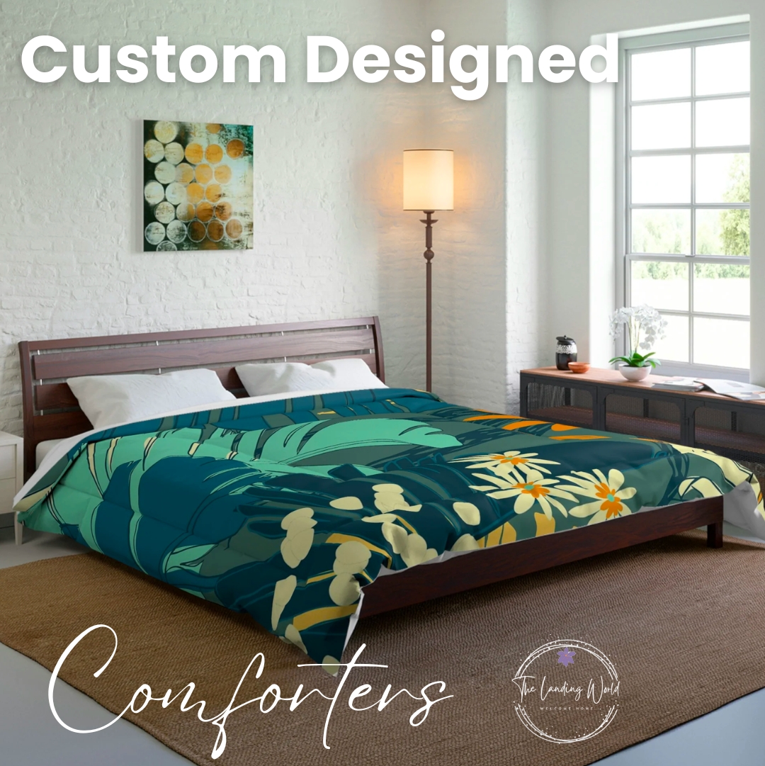 Custom designed tropical comforters from The Landing World Hawaii. Soft, inspiring Jungle designs for your home shop all of our Home Decor and comforters at TheLandingWorld.com
#tropicalhomes #TropicalDecor #bedroomdesign #bedroomdecor #bedding #bedbathandbeyond #airbnbdecor