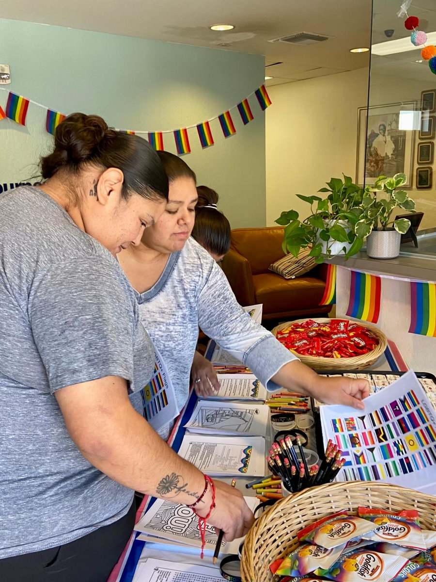 SojournerCenter's tweet photo. We celebrated Pride Month today with a staff appreciation event filled with rainbow treats and colorful activities. As an inclusive organization, we proudly serve all survivors of violence, honoring the diversity and resilience within our community. https://t.co/wwEROt4VhI