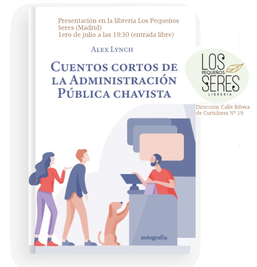 Invitados todos a la presentación de 'Cuentos cortos de la Administración Pública chavista' en la librería <a href="/pequenosseres/">Los pequeños seres</a> el 1ero de julio 2023 a las 19:30 #Madrid (entrada libre). 
Estará a cargo del historiador <a href="/CPerezGuevara/">César Pérez Guevara</a>