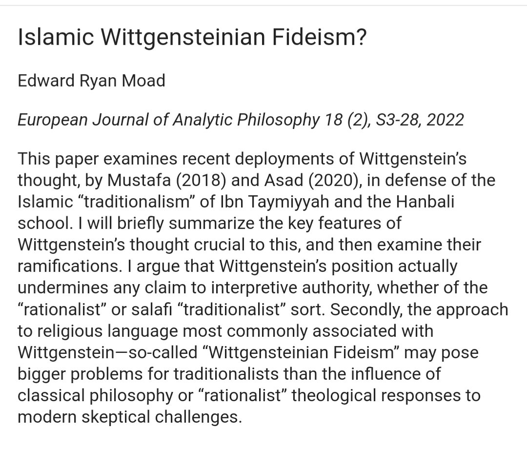 Analytical philosophy strikes again, explaining Talal Asad &amp; I <a href="/mustafa_arm/">Abdul Rahman Mustafa</a>  err in deploying Wittgenstein in defense of Ibn Taymiyyah &amp; traditionalist Hanbali theology