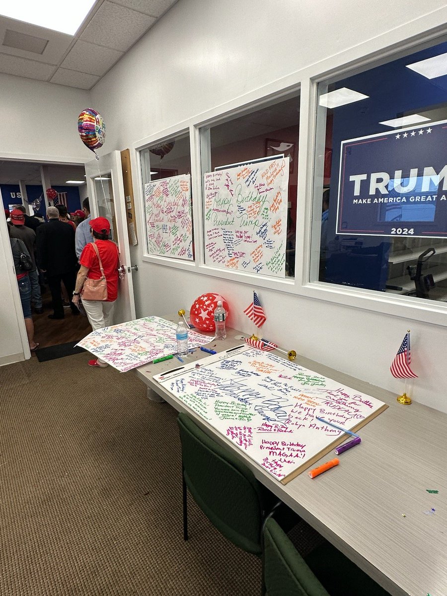 Huge gathering of patriots in the New Hampshire office to celebrate President Trump's birthday today! #nhpolitics #fitn