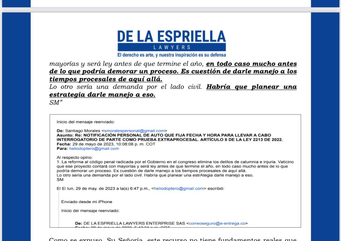 La oficina de tinterillos de Abelardo de la Espriella, en representación de la cómica Alejandra Azcárate, presentaron prueba judicial de que mi correo y el de mis abogados ha sido hackeado por ellos. 
Pagarán por eso. @moraleSantiago @FBIMiamiFL @toro_abogado @RobertoMTico