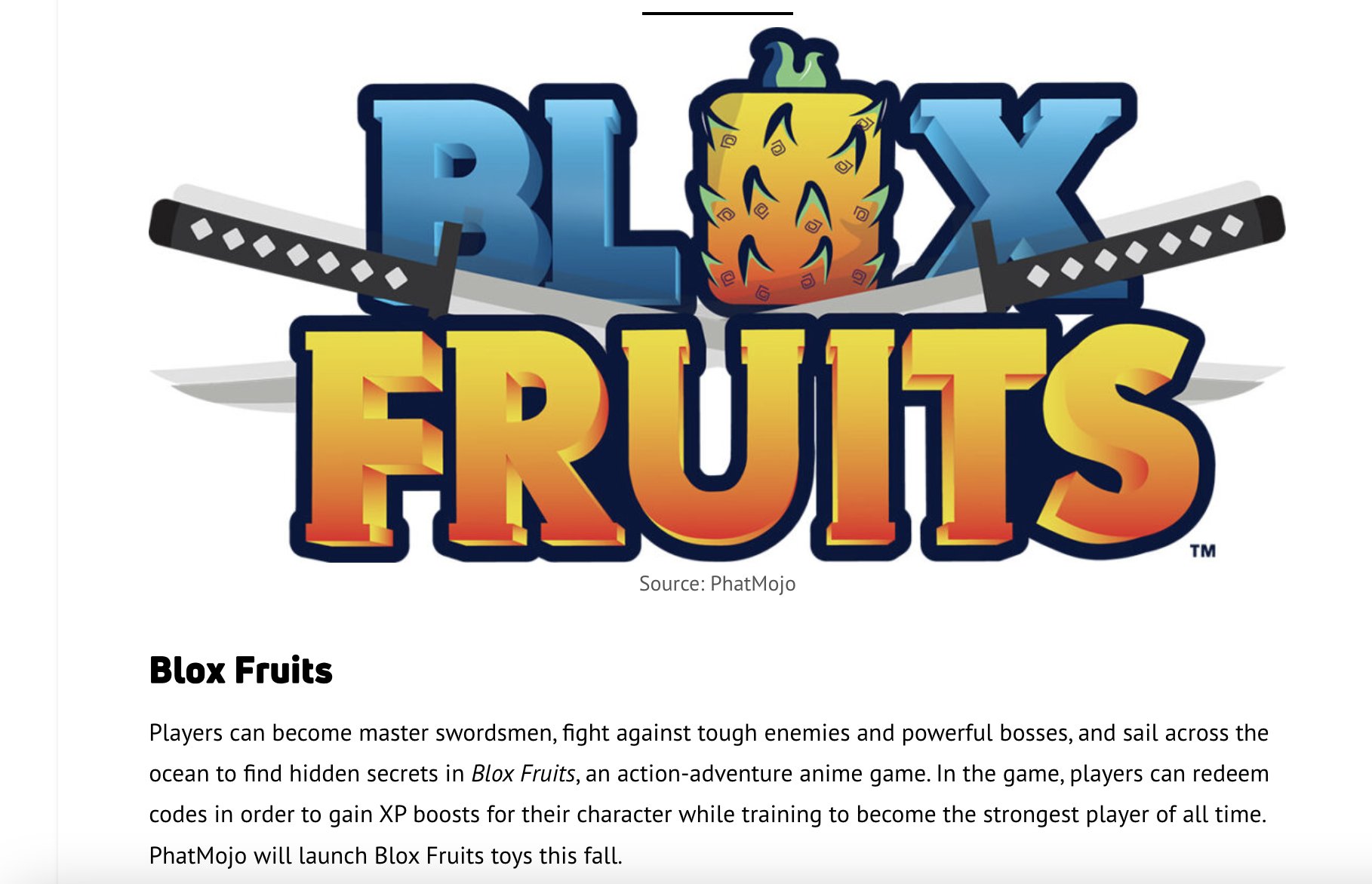 Blox Fruits, Logopedia