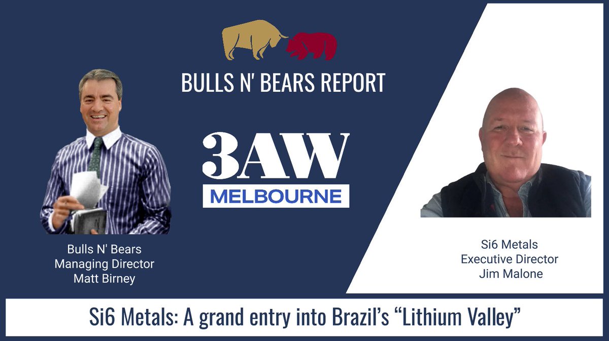 Tune in to @3AW693 from 1:20pm AEST to hear @Si6Metals ED Jim Malone talk about the company’s strategic move into one of the hottest lithium districts in South America.

Click 3aw.com.au/tag/public-com… & press 'LISTEN' from 1:20pm AEST (11:20am AWST).

$SI6 #BullsNBearsReport #ASX