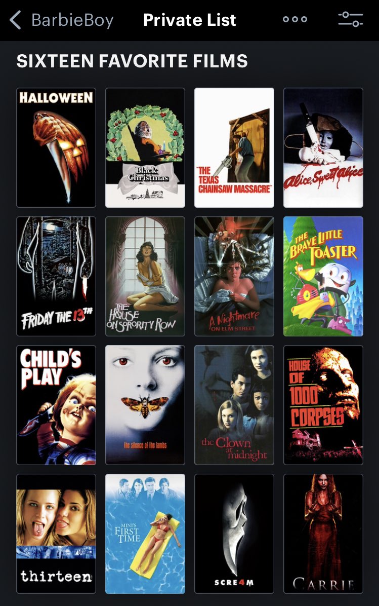 16 OF MY FAVORITE MOVIES!
Reply or QT with your list?! 🎥🖤
#HorrorMovies #SlasherFilms