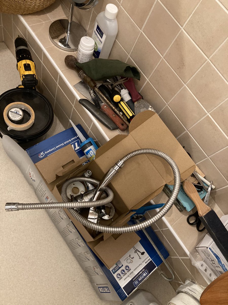 drinkersite's tweet photo. This evening- with a great deal of swearing- I installed a new shower, #VProud https://t.co/DWq2UkK7hG
