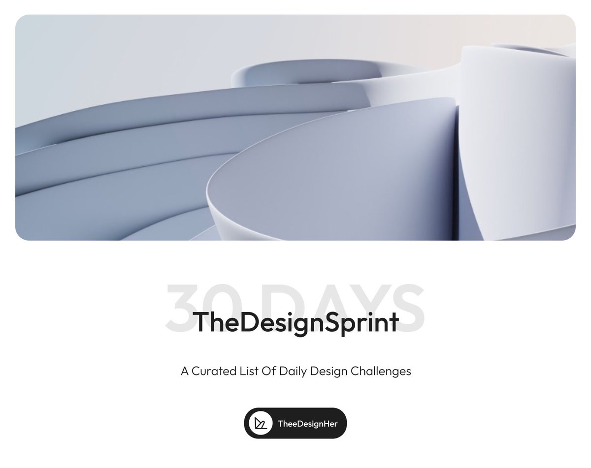 misethecreative's tweet photo. TheDesignSprint -30 Days

Here's the personal curated list of daily design challenges I've put together, starting from simple to complex, as requested by some. Feel free to share with other designers who might find it helpful.

Happy designing!

#TheDesignSprint #Designchallenge https://t.co/uR94Y1VX5X