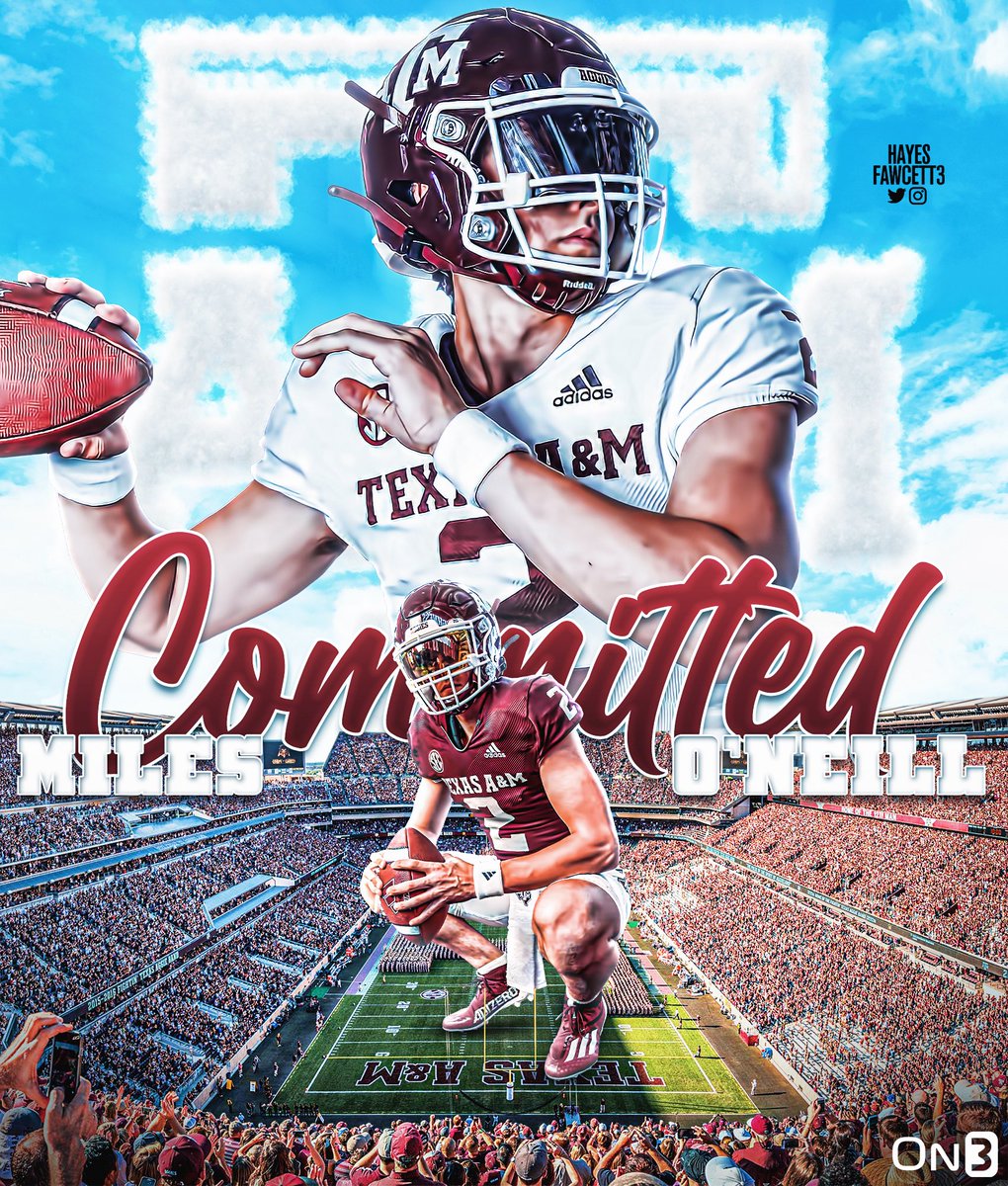 BREAKING: Class of 2024 QB Miles O’Neill tells me he has Committed to Texas A&amp;M!

The 6’5 220 QB from Princeton, NJ chose the Aggies over Michigan State, Penn State, &amp; Pitt

He is the 2nd QB commit in the Aggies’ 2024 Class, joining Anthony Maddox 👍🏼

on3.com/college/texas-…