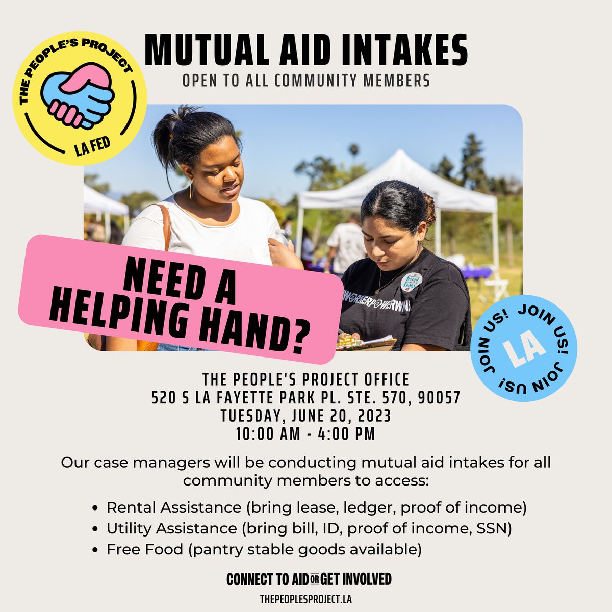 🚨 COMMUNITY EVENT ALERT 🚨 Los Angeles, we're coming for you in a big way! Our team wants to help you with whatever you need | NO APPOINTMENT REQUIRED, ALL ARE WELCOME, TELL EVERYONE! 💛 #EmpoweringCommunity #BlockByBlock