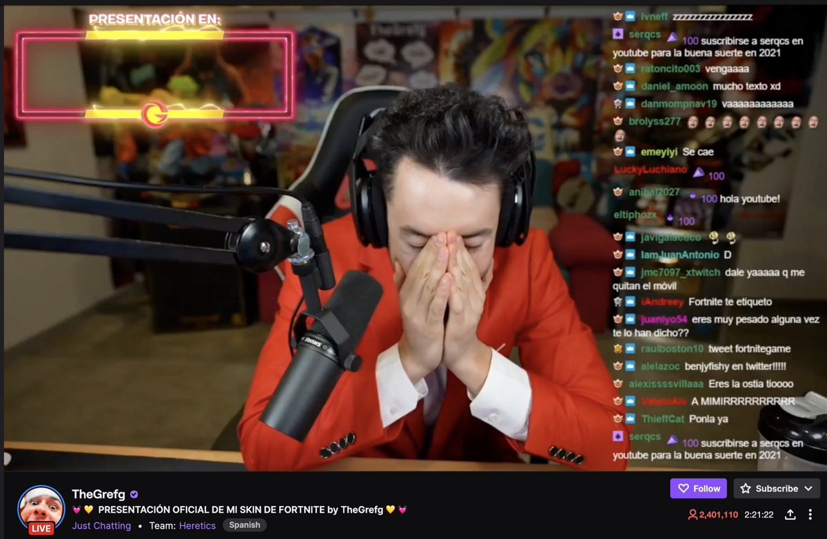 hunter_hhhh's tweet photo. spanish streamer TheGrefg had a concurrent 2.4 million viewers revealing his fortnite skin https://t.co/pAlg4Sq1Uq