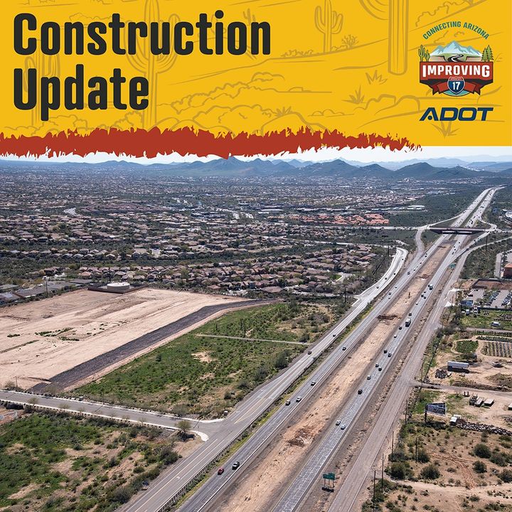 NicJMoon's tweet photo. ArizonaDOT: Slow down and pay attention in construction zones and anticipate delays on I-17 between Anthem Way and Sunset Point nightly from 7 p.m. to 6 a.m. tonight, Wednesday, 6/14 through Saturday morning, 6/17. Check for updates at … https://t.co/apsJqhz4dT