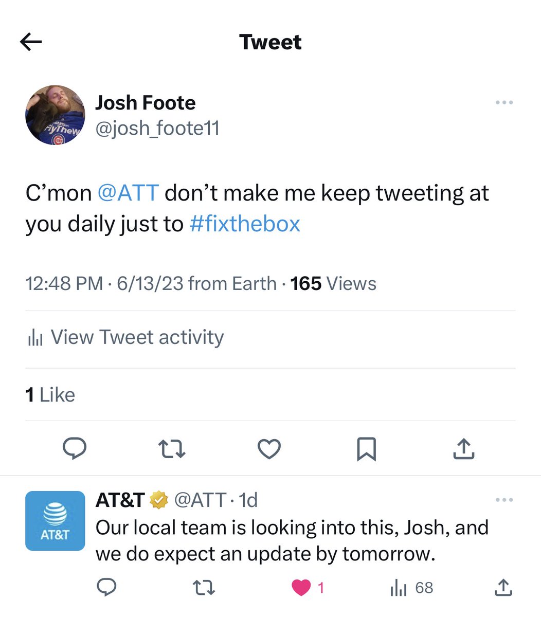 josh_foote11's tweet photo. Another false promise from a company that says they put their community first. I’ve received no communication from anyone #fixthebox https://t.co/5WpVedwNjg