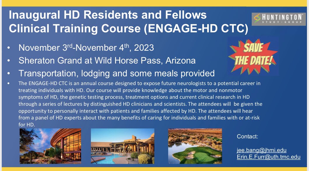 Save the date to learn about #HuntingtonDisease 🧠 <a href="/FurrStimming/">efurr</a> <a href="/HuntingtonSG/">HuntingtonStudyGroup</a> #NeuroTwitter