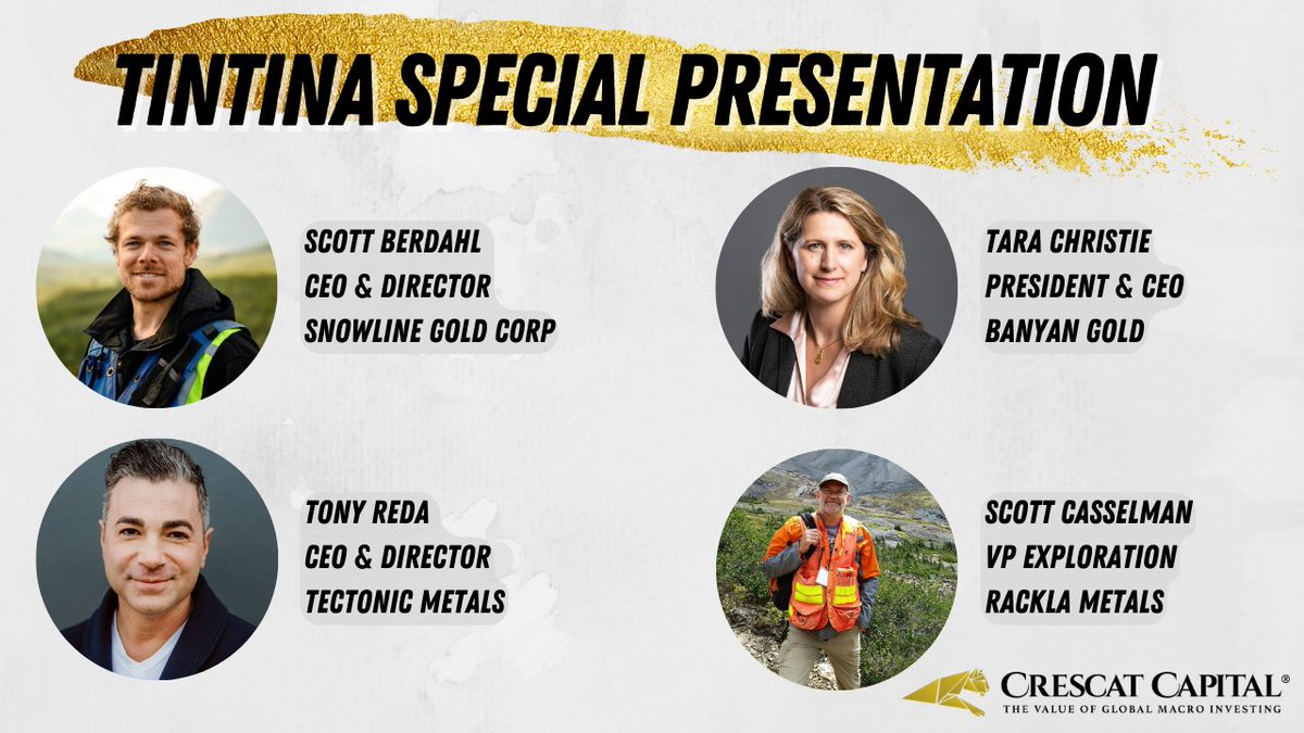 Join @BanyanGold CEO @Christie2Tara & CEOs from @RacklaMetals @TectonicMetals @SnowlineGold to discuss their respective projects on this week's @Crescat_Capital's 'Activist on Gold & Silver Series'. $BYN 
🎙️Tune in Jun 16, 11 AM PT / 2PM ET Watch here: hubs.li/Q01T6Tc10…