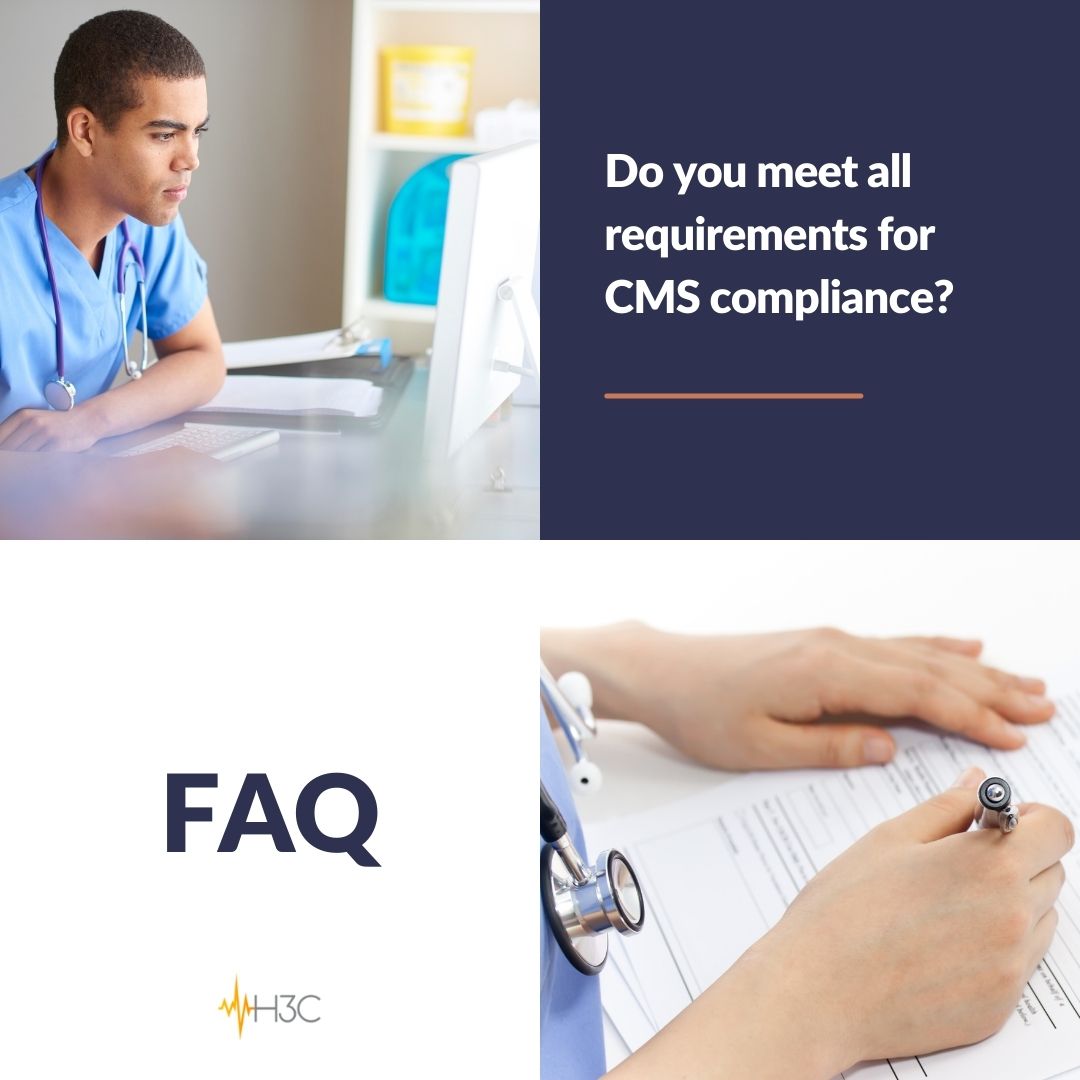 h3c_llc's tweet photo. A: Absolutely. Every step of our process is in accordance with CMS guidelines.

The guidelines are updated each year, and we update your patient encounters, billing reports, and EMR to reflect what CMS requires - without any work from your clinical staff. https://t.co/azW8uXyOsi