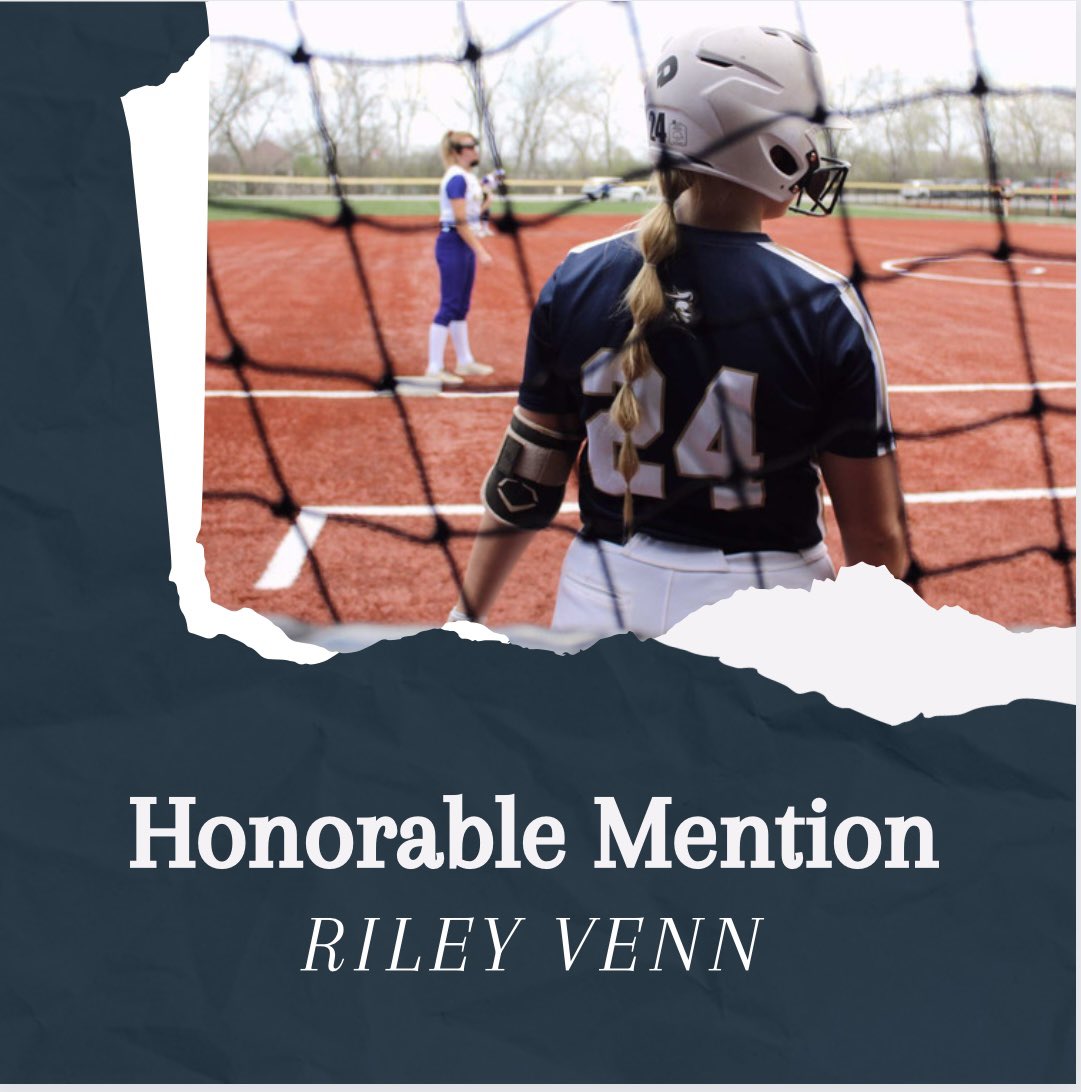 Congratulations to Riley Venn on making Dupage County Softball All-Area Honorable Mention!!