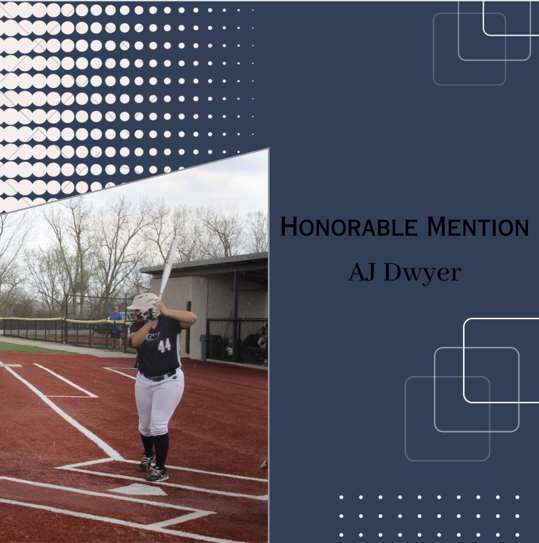 Congratulations to AJ Dwyeron making Dupage County Softball All-Area Honorable Mention!!