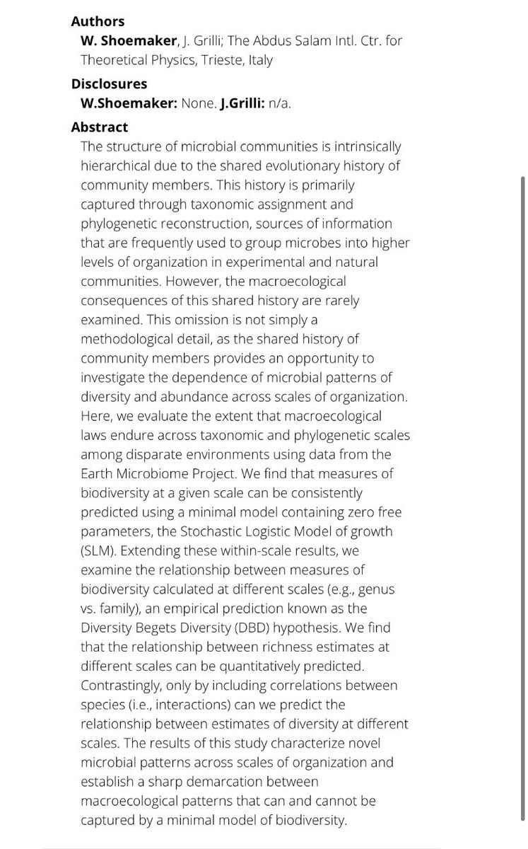 Will Shoemaker🥭 (@shoestrapped) on Twitter photo Looking forward to attending #ASMicrobe in-person for the first time! I’ll be giving a talk on recent work with <a href="/jacrickets/">Jacopo Grilli</a> in the Math of Microbes session Friday the 16th @ 3pm
I’ll be here until the afternoon of the 18th and am happy to chat eco/evo, feel free to reach out! Looking forward to attending #ASMicrobe in-person for the first time! I’ll be giving a talk on recent work with <a href="/jacrickets/">Jacopo Grilli</a> in the Math of Microbes session Friday the 16th @ 3pm
I’ll be here until the afternoon of the 18th and am happy to chat eco/evo, feel free to reach out!