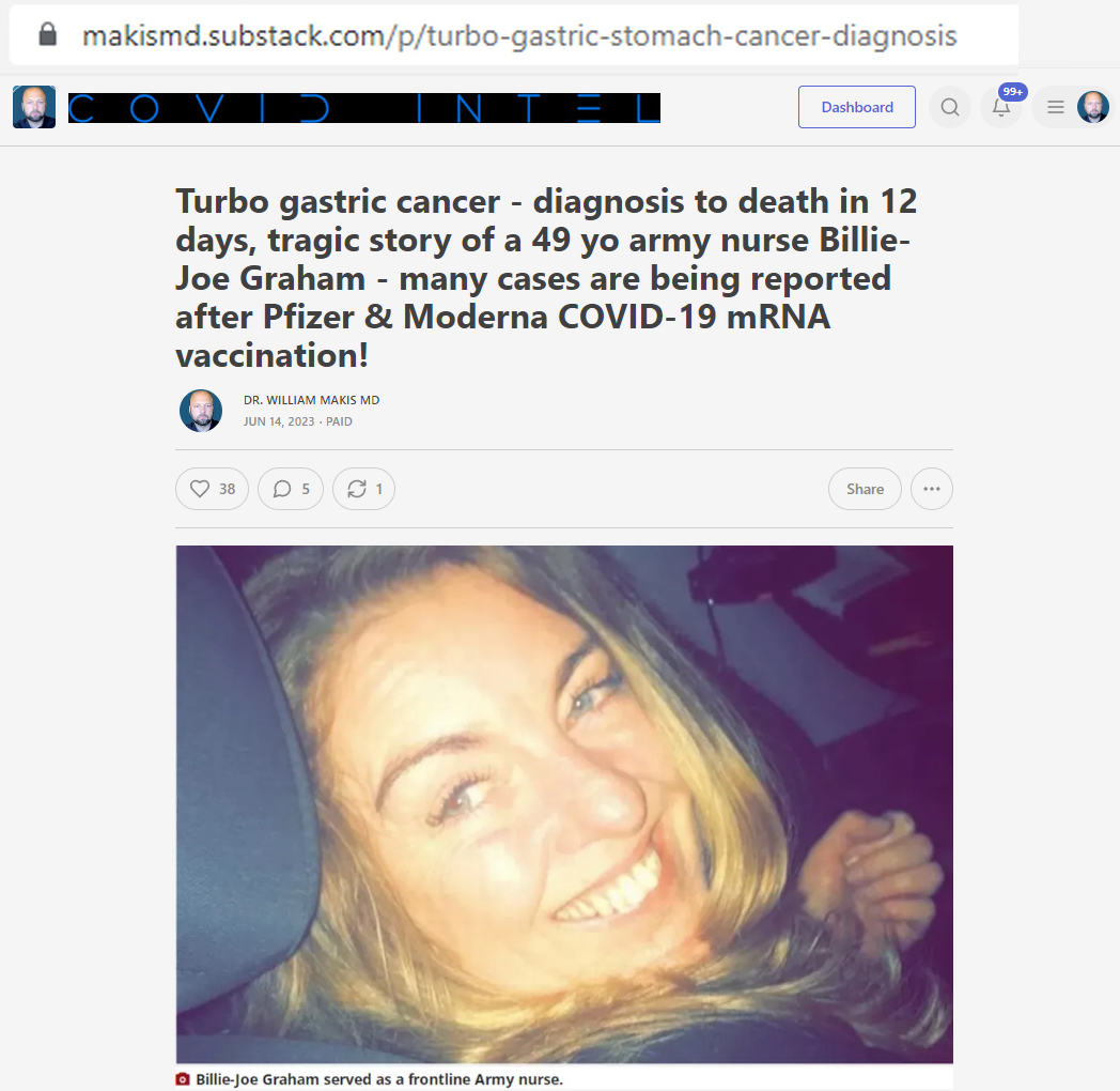 UK - 39 yo mom of 3, Lisa Britton died battling very rare stomach cancer

Her oncologist told her she had more chance of being struck by lightning than getting this form of cancer.

Read more about COVID-19 mRNA vaccine induced turbo gastric cancer

#DiedSuddenly #cdnpoli #ableg