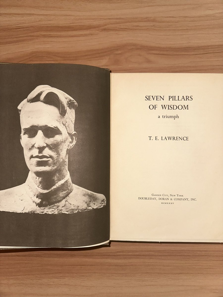 jasweetiii's tweet photo. My newest addition to the bookshelf: a 1935 edition of T.E. Lawrence’s Seven Pillars of Wisdom. https://t.co/th4y7yA4HD