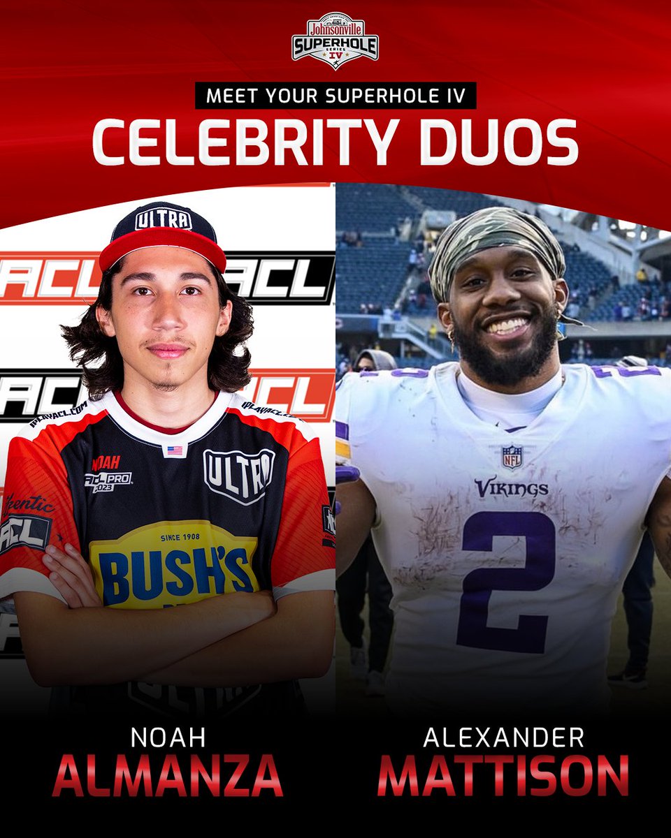 American Cornhole League's SuperHole IV celebrity tournament is coming to Minnesota! 🌽🌽

Who's competing? <a href="/Vikings/">Minnesota Vikings</a> running back Alexander Mattison 🏈, plus Ryan Lochte 🏊‍♂️, Kyle Cook &amp; 29  celebrities playing alongside cornhole pros!

📺 Watch Friday, 6/23 at 9pm ET on <a href="/Espn/">ESPN</a> 2!